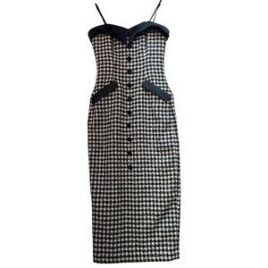 BCBGMAXAZRIA Women's Sweetheart Neck Sheath Dress Size 2 Black White Houndstooth